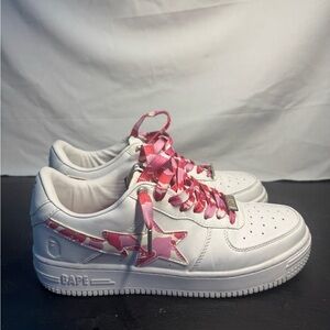 BAPE White and Pink Sneakers